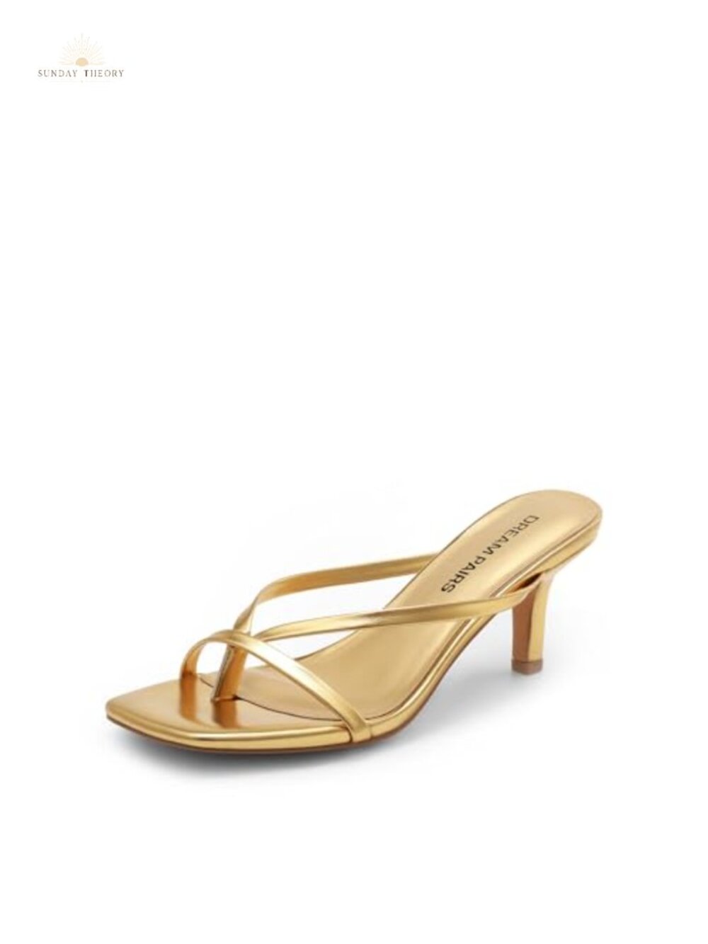 Women's Faux Leather Kitten Heel Flip-Flop Sandals Slip-On Dressy